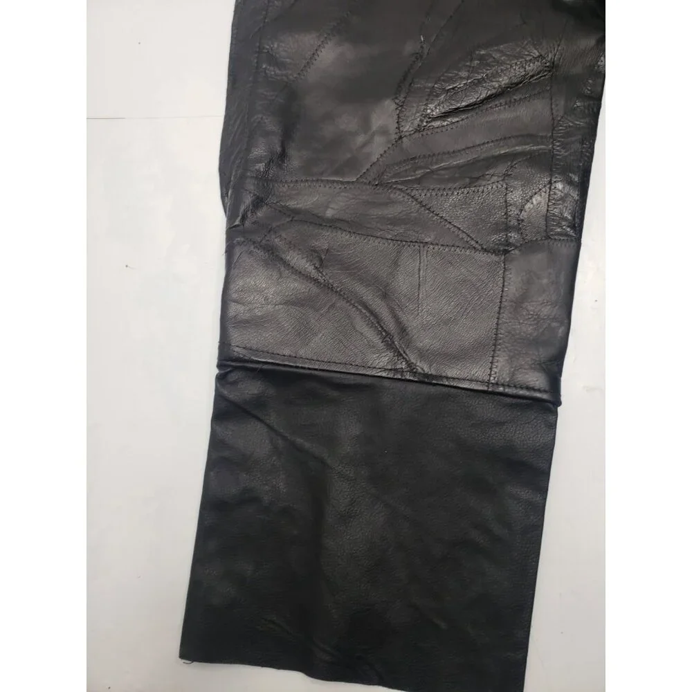 Men's Diamond Plate Genuine Buffalo Leather Motorcycle Chaps Pants Size XL
